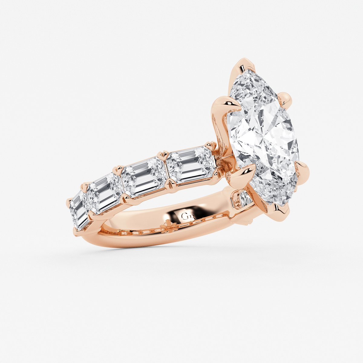 Additional Image 1 for  6 1/2 ctw Marquise Lab Grown Diamond Side Stone Engagement Ring