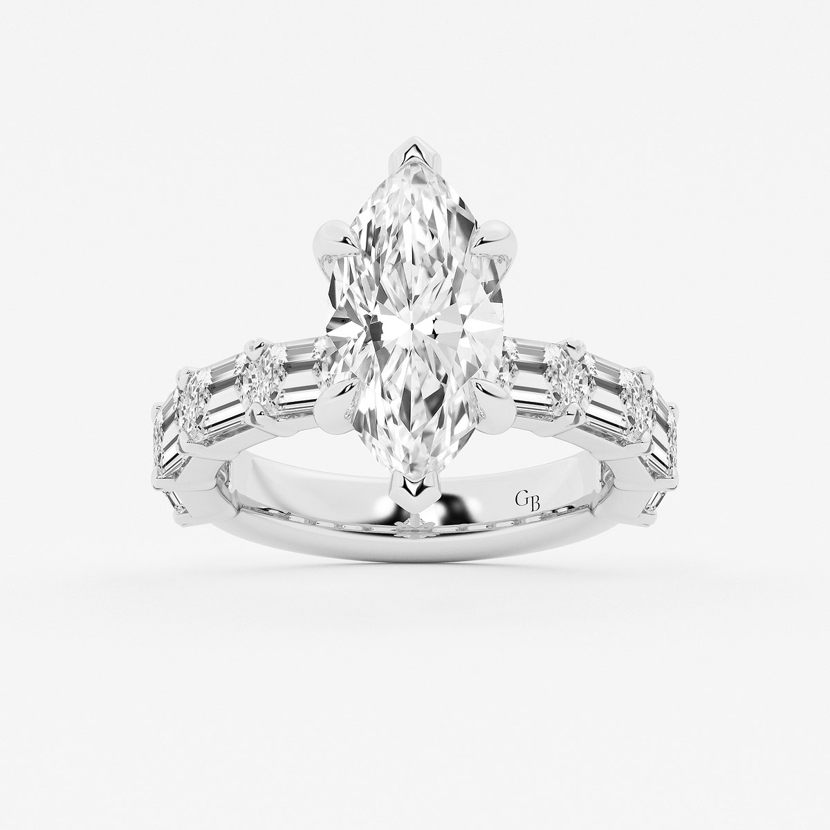 6 1/2 ctw Marquise Lab Grown Diamond Side Stone Engagement Ring