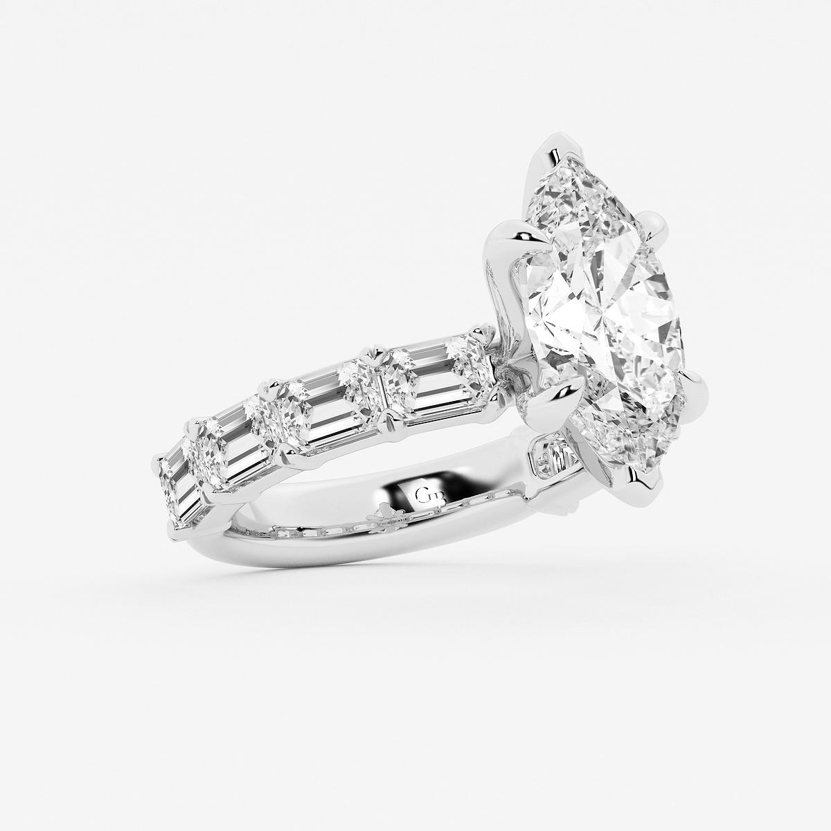 Additional Image 1 for  6 1/2 ctw Marquise Lab Grown Diamond Side Stone Engagement Ring