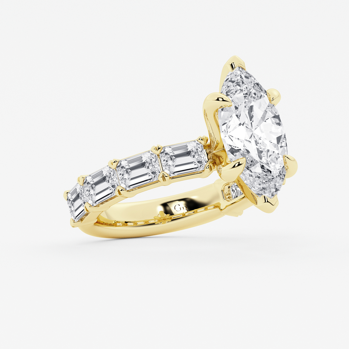 Additional Image 1 for  5 1/2 ctw Marquise Lab Grown Diamond Side Stone Engagement Ring