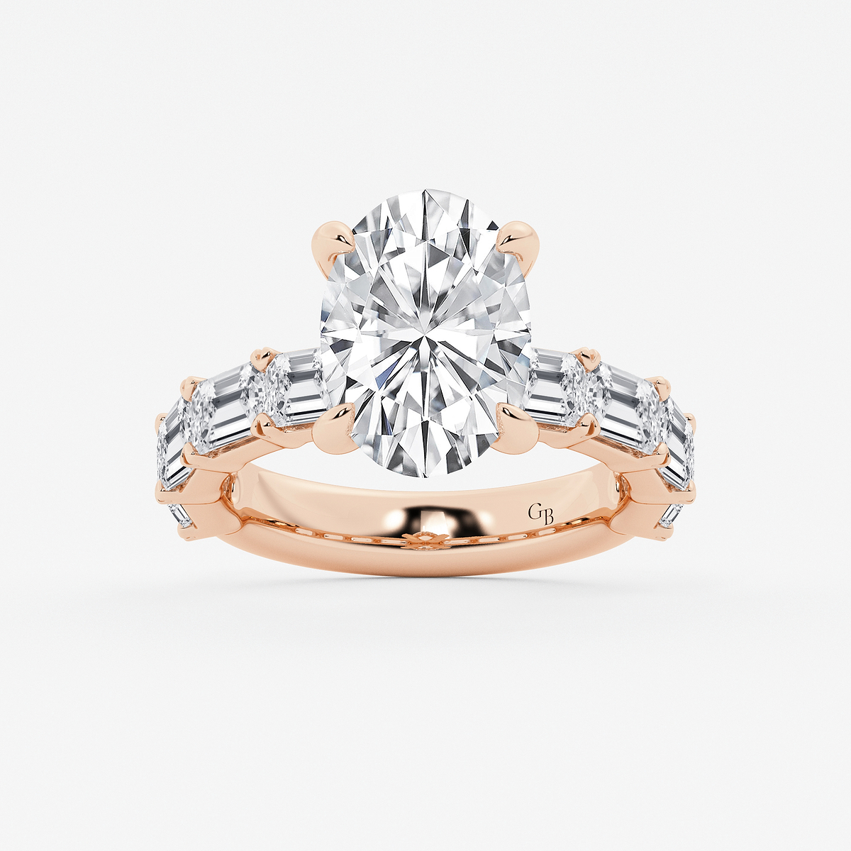 7 5/8 ctw Oval Lab Grown Diamond Hidden Halo Engagement Ring