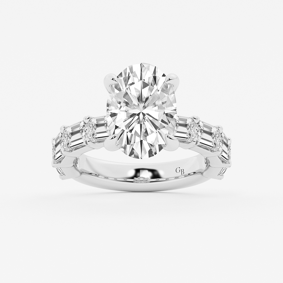 7 5/8 ctw Oval Lab Grown Diamond Hidden Halo Engagement Ring