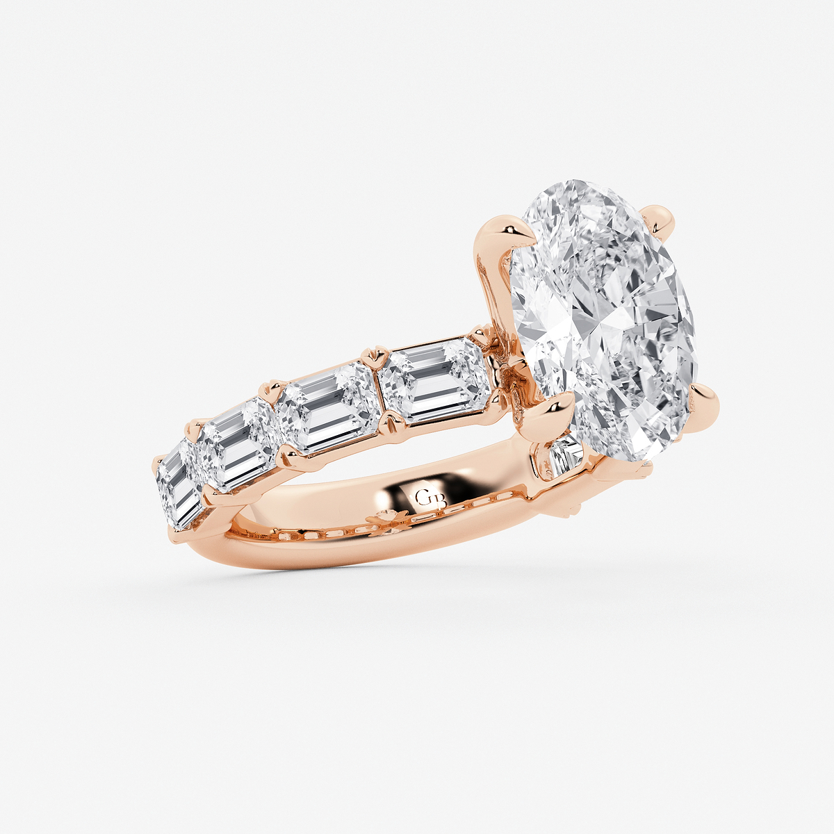 Additional Image 1 for  5 1/2 ctw Oval Lab Grown Diamond Side Stone Engagement Ring