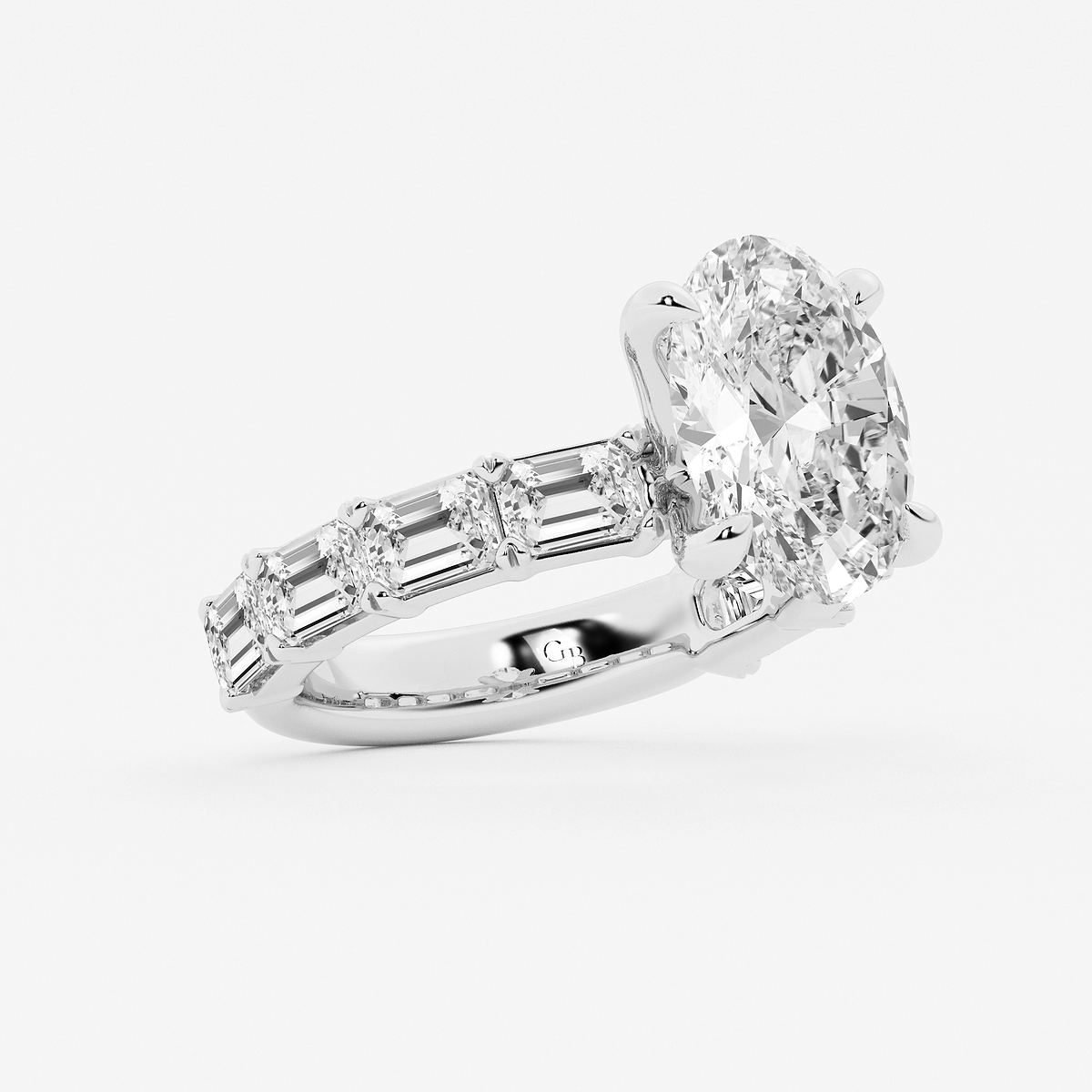 Additional Image 1 for  6 1/2 ctw Oval Lab Grown Diamond Side Stone Engagement Ring