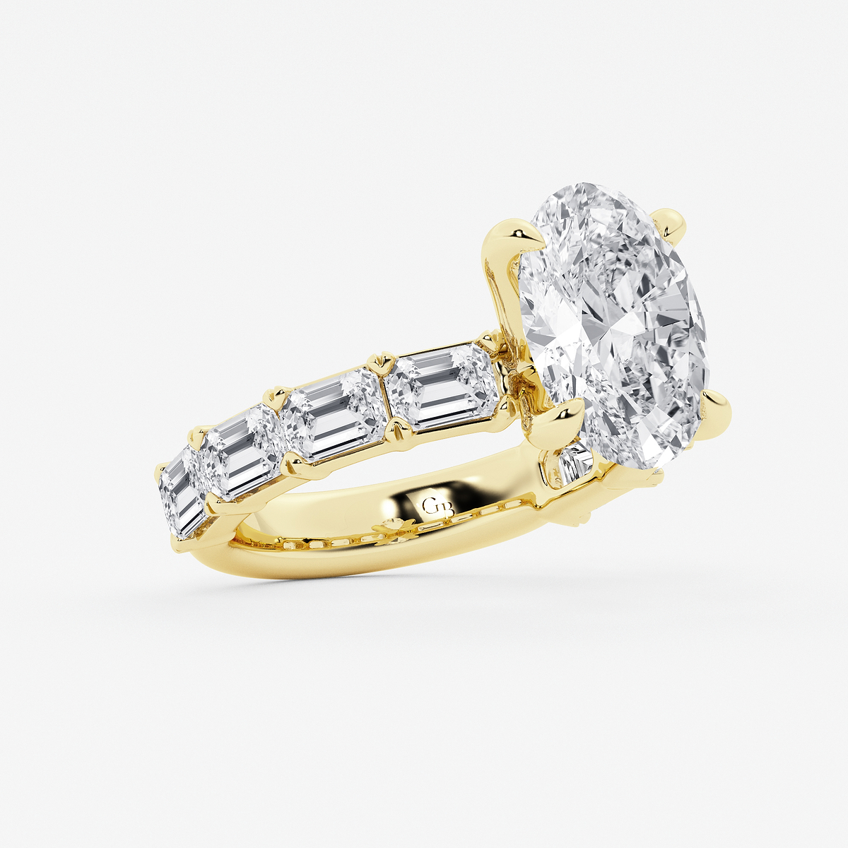 Additional Image 1 for  7 1/2 ctw Oval Lab Grown Diamond Side Stone Engagement Ring