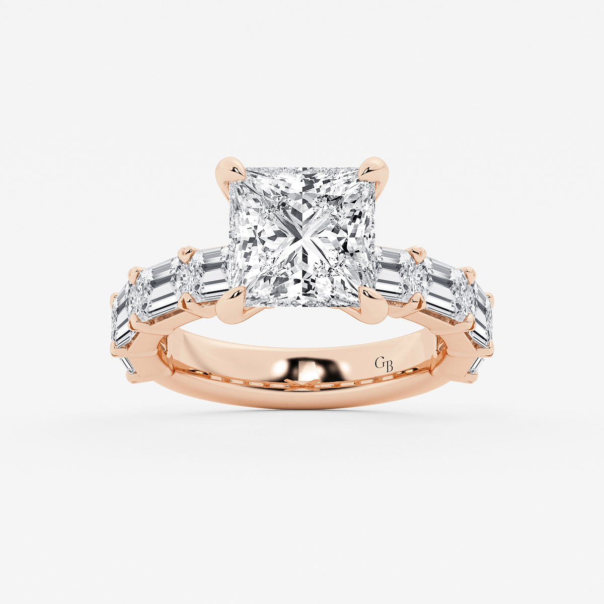 5 1/2 ctw Princess Lab Grown Diamond Side Stone Engagement Ring
