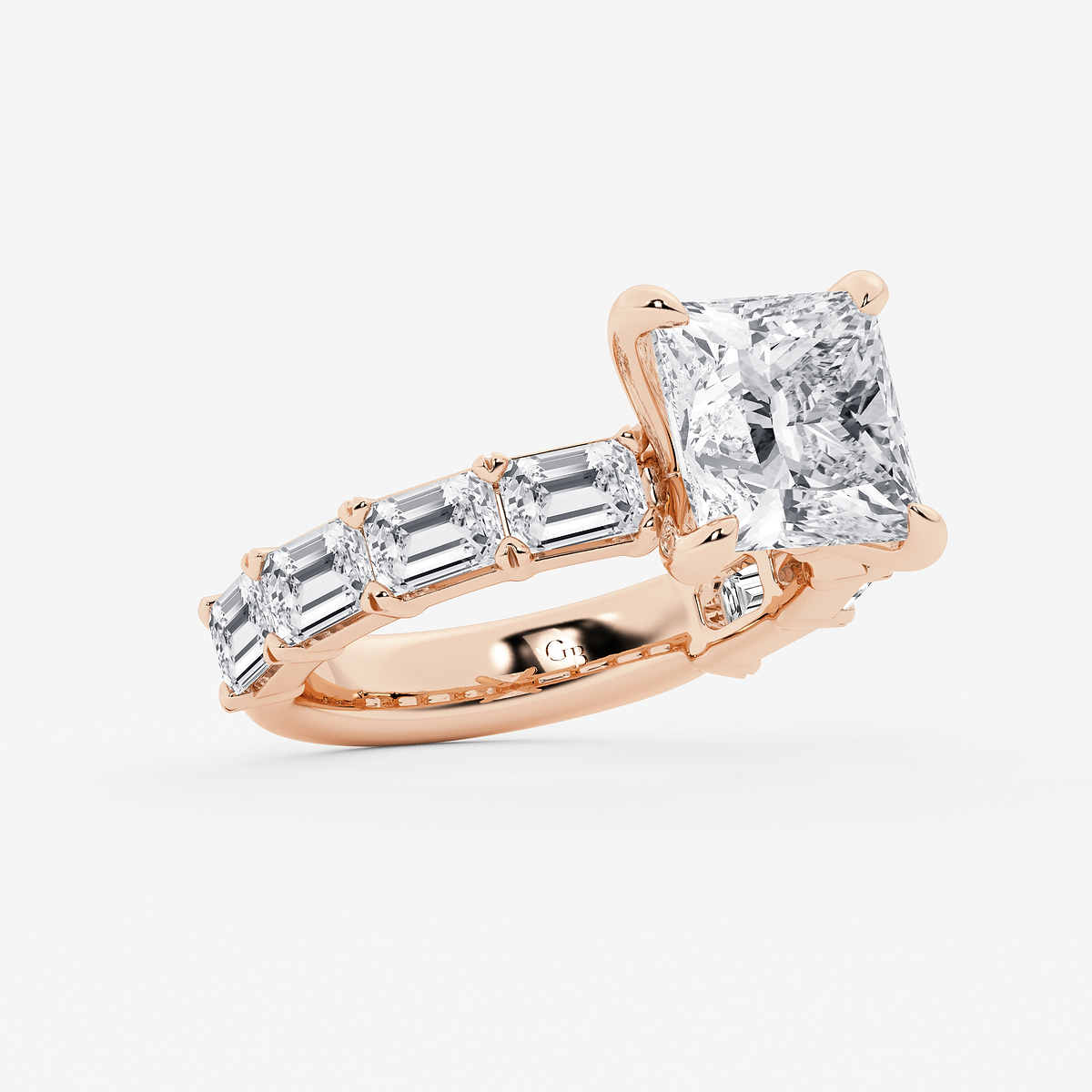 Additional Image 1 for  5 1/2 ctw Princess Lab Grown Diamond Side Stone Engagement Ring