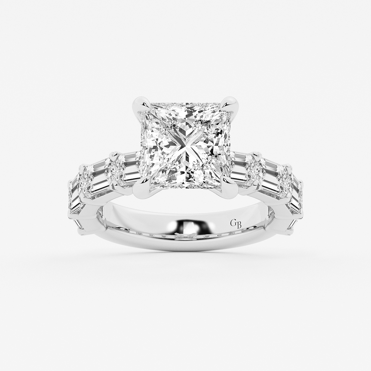 5 1/2 ctw Princess Lab Grown Diamond Side Stone Engagement Ring