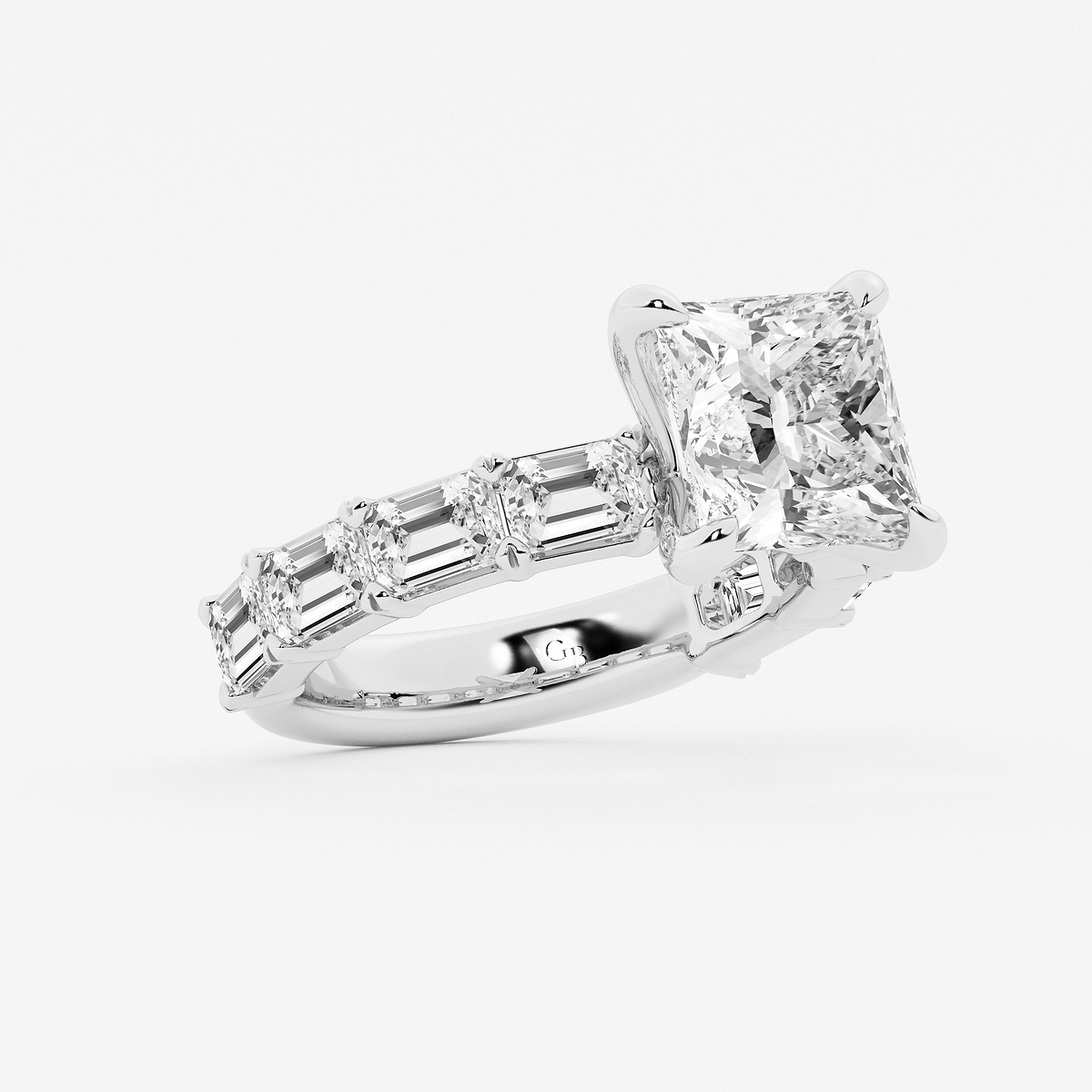 Additional Image 1 for  5 1/2 ctw Princess Lab Grown Diamond Side Stone Engagement Ring