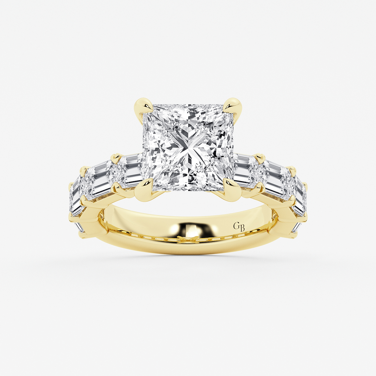 5 1/2 ctw Princess Lab Grown Diamond Side Stone Engagement Ring