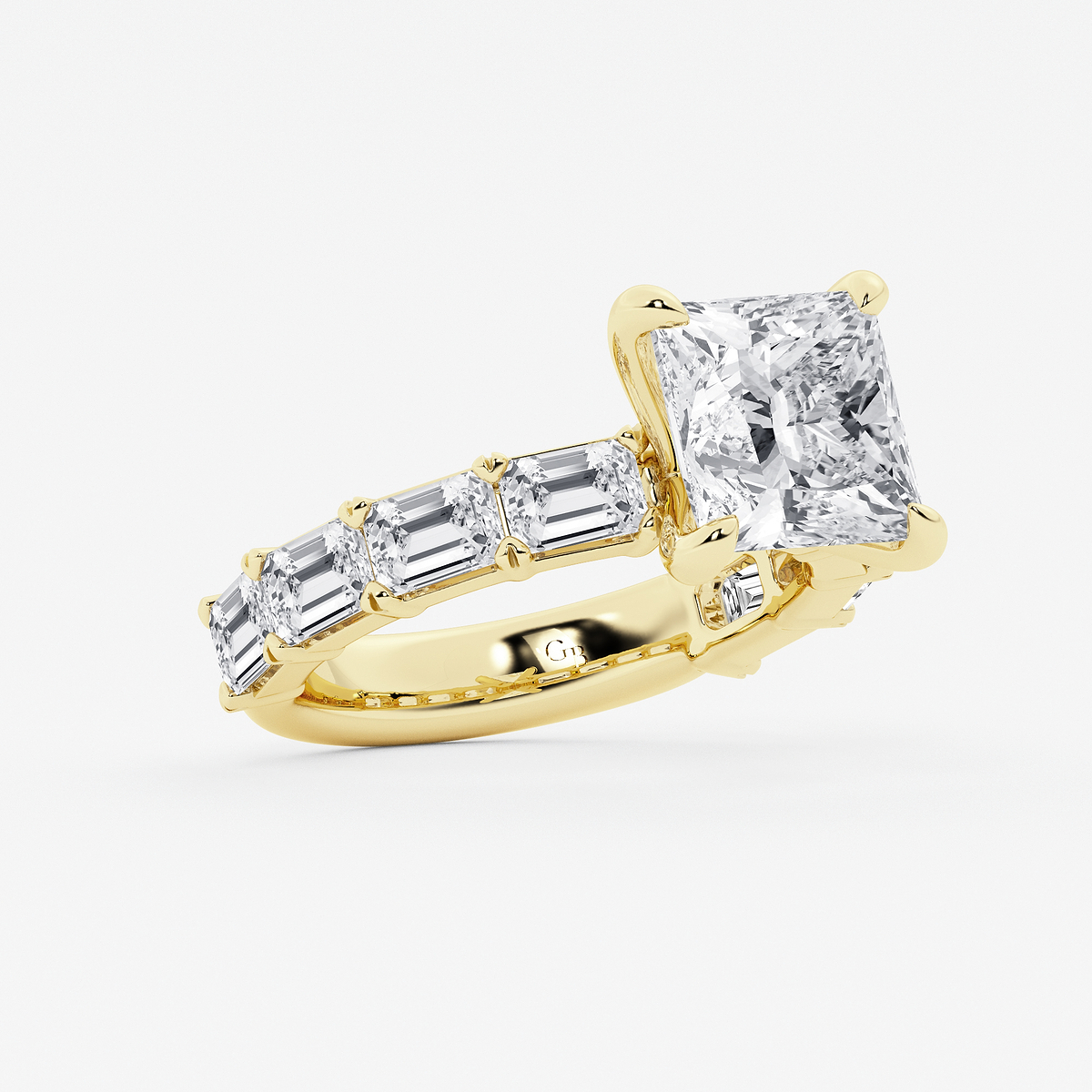 Additional Image 1 for  5 1/2 ctw Princess Lab Grown Diamond Side Stone Engagement Ring