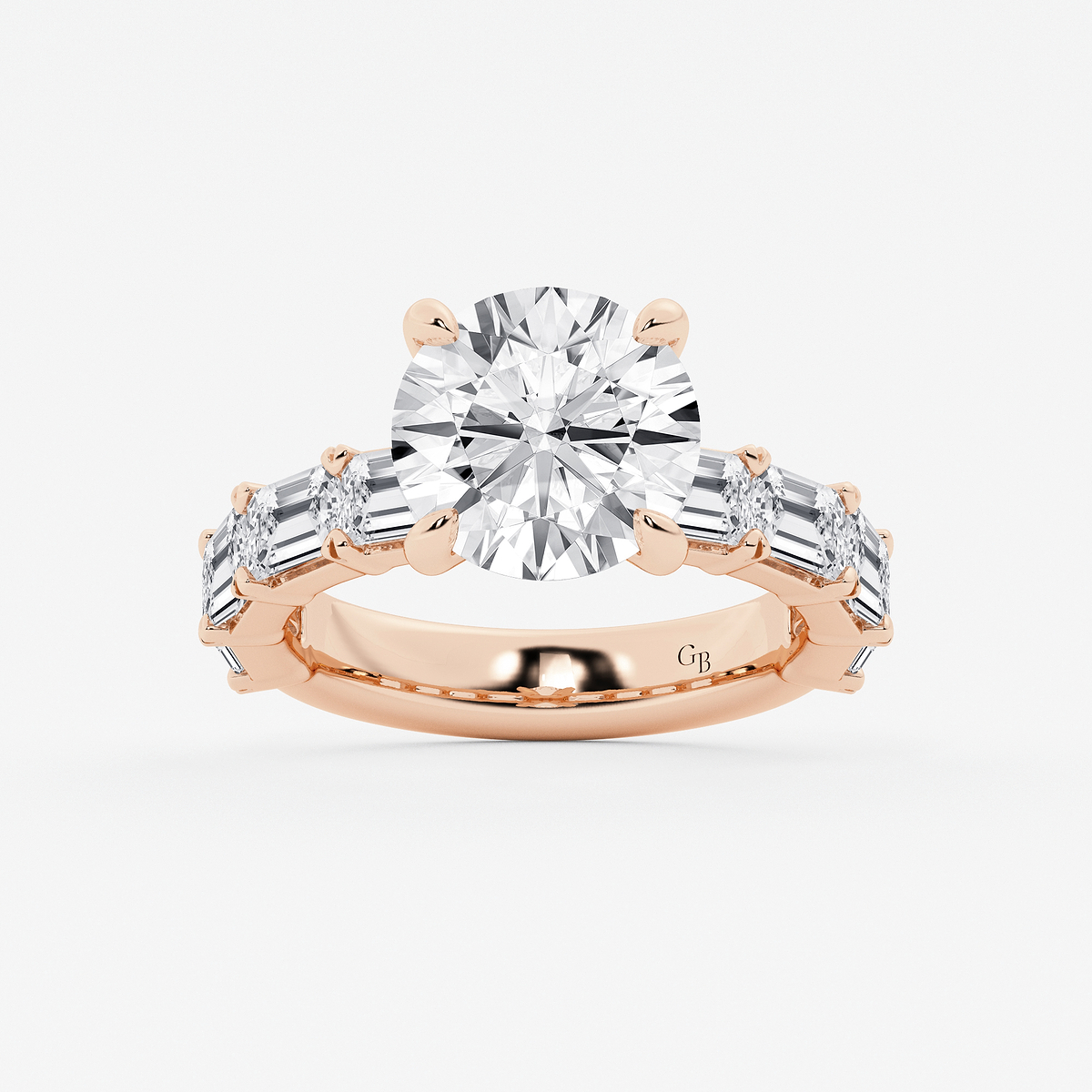 5 1/2 ctw Round Lab Grown Diamond Side Stone Engagement Ring