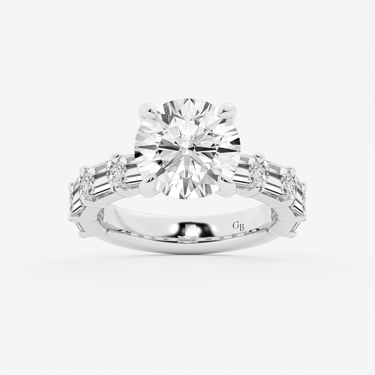 7 1/2 ctw Round Lab Grown Diamond Side Stone Engagement Ring