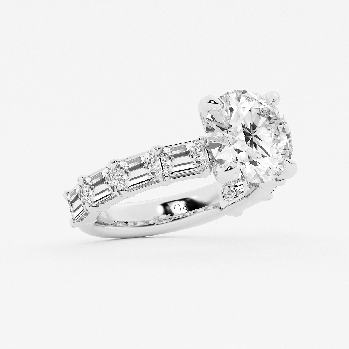 Additional Image 1 for  7 1/2 ctw Round Lab Grown Diamond Side Stone Engagement Ring