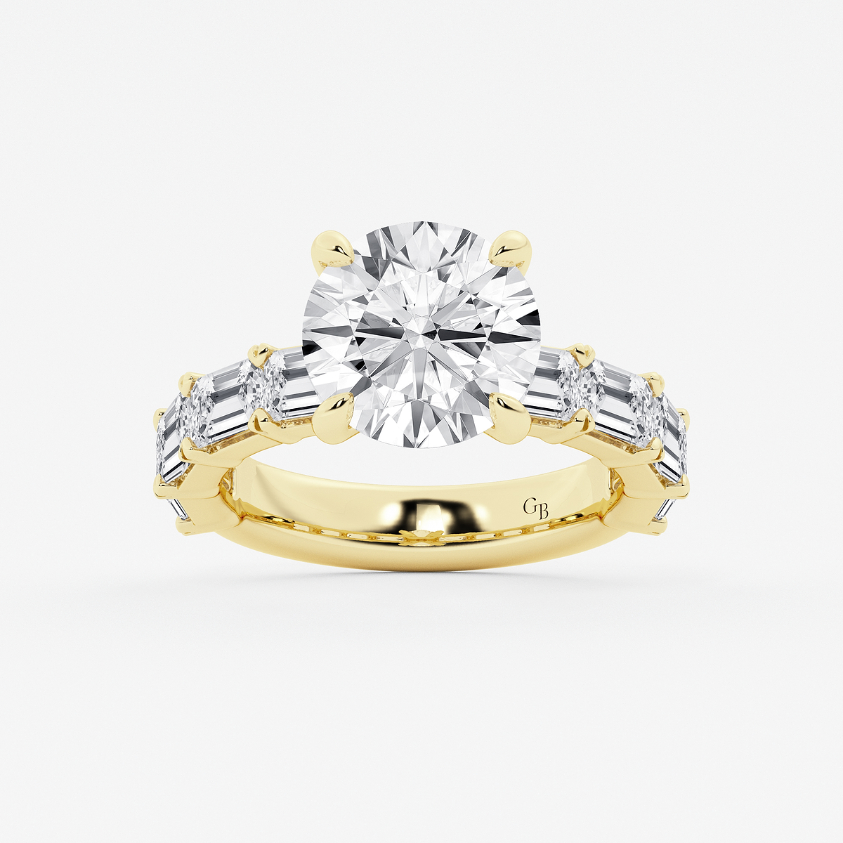 5 1/2 ctw Round Lab Grown Diamond Side Stone Engagement Ring