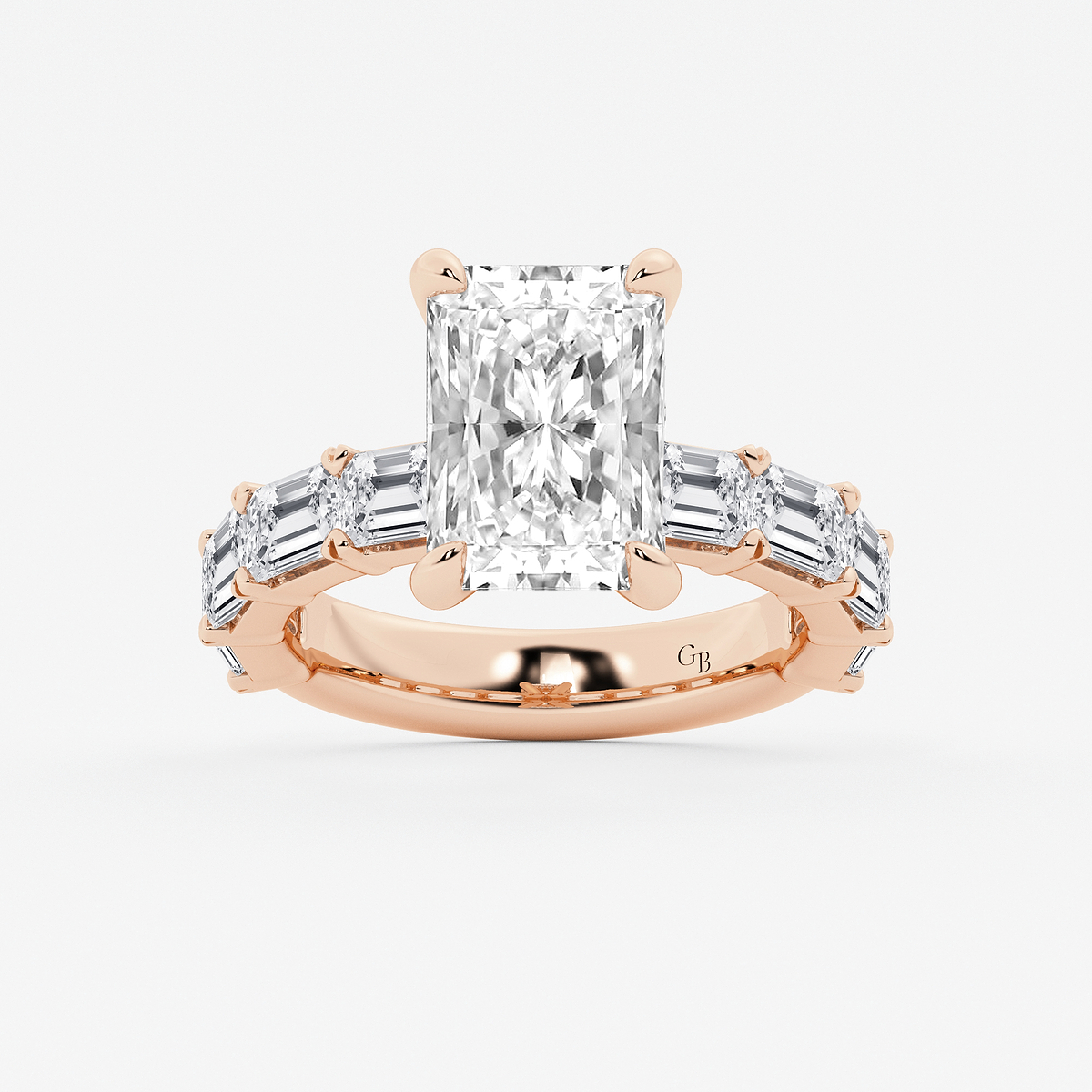 5 5/8 ctw Radiant Lab Grown Diamond Hidden Halo Engagement Ring