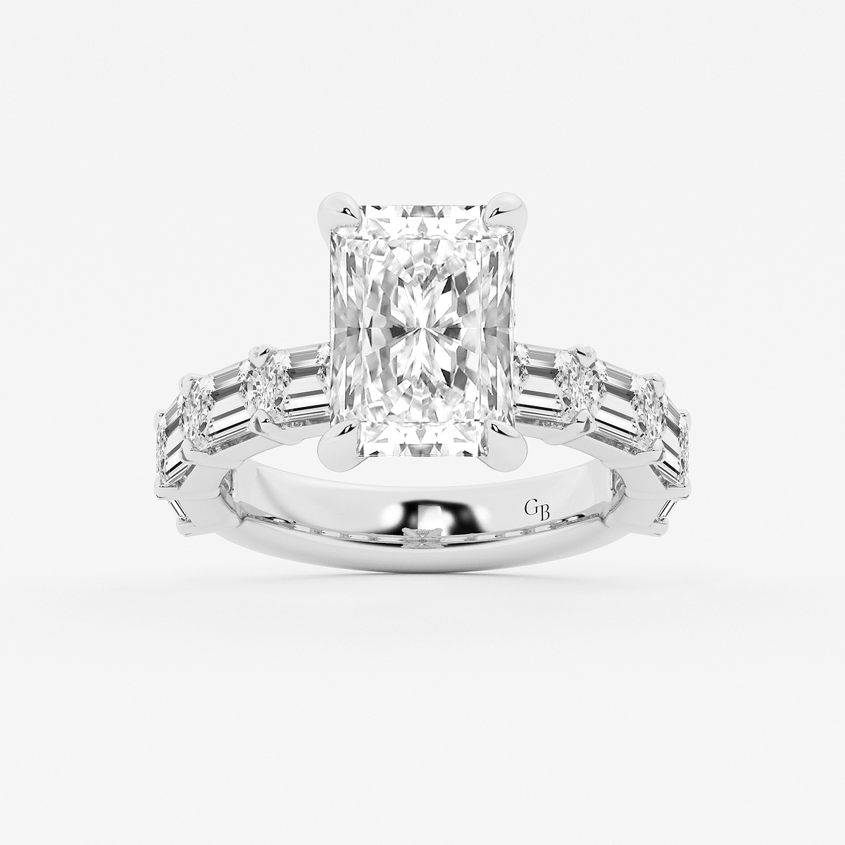 5 5/8 ctw Radiant Lab Grown Diamond Hidden Halo Engagement Ring