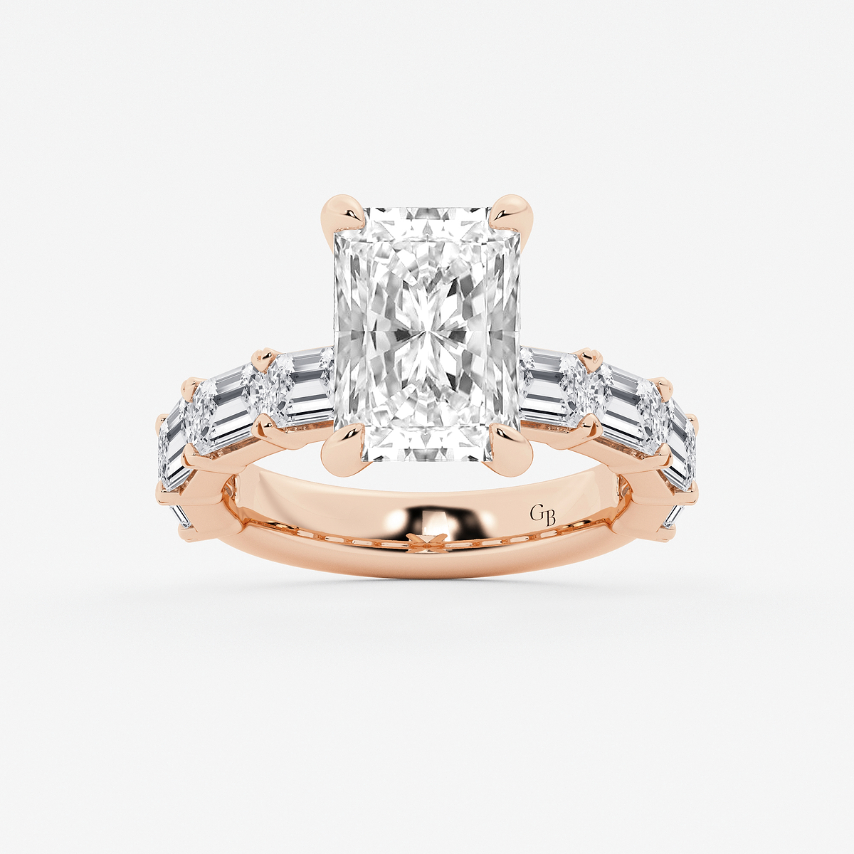 5 1/2 ctw Radiant Lab Grown Diamond Side Stone Engagement Ring