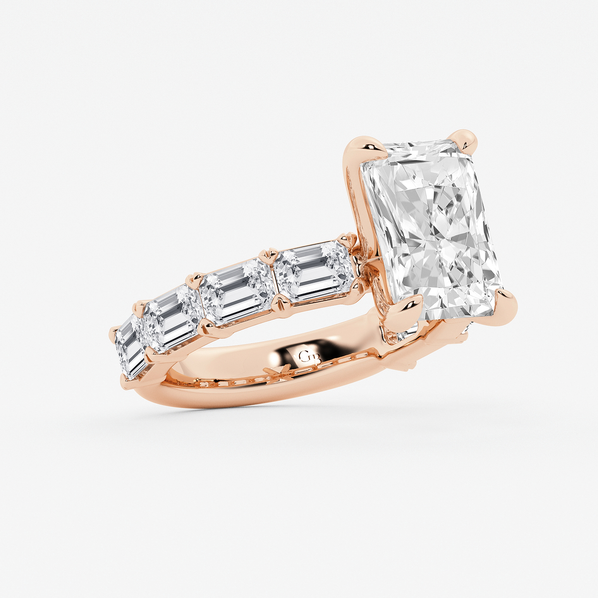 Additional Image 1 for  5 1/2 ctw Radiant Lab Grown Diamond Side Stone Engagement Ring