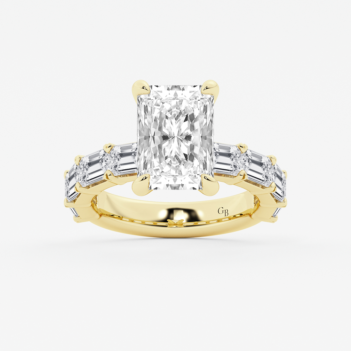 6 1/2 ctw Radiant Lab Grown Diamond Side Stone Engagement Ring