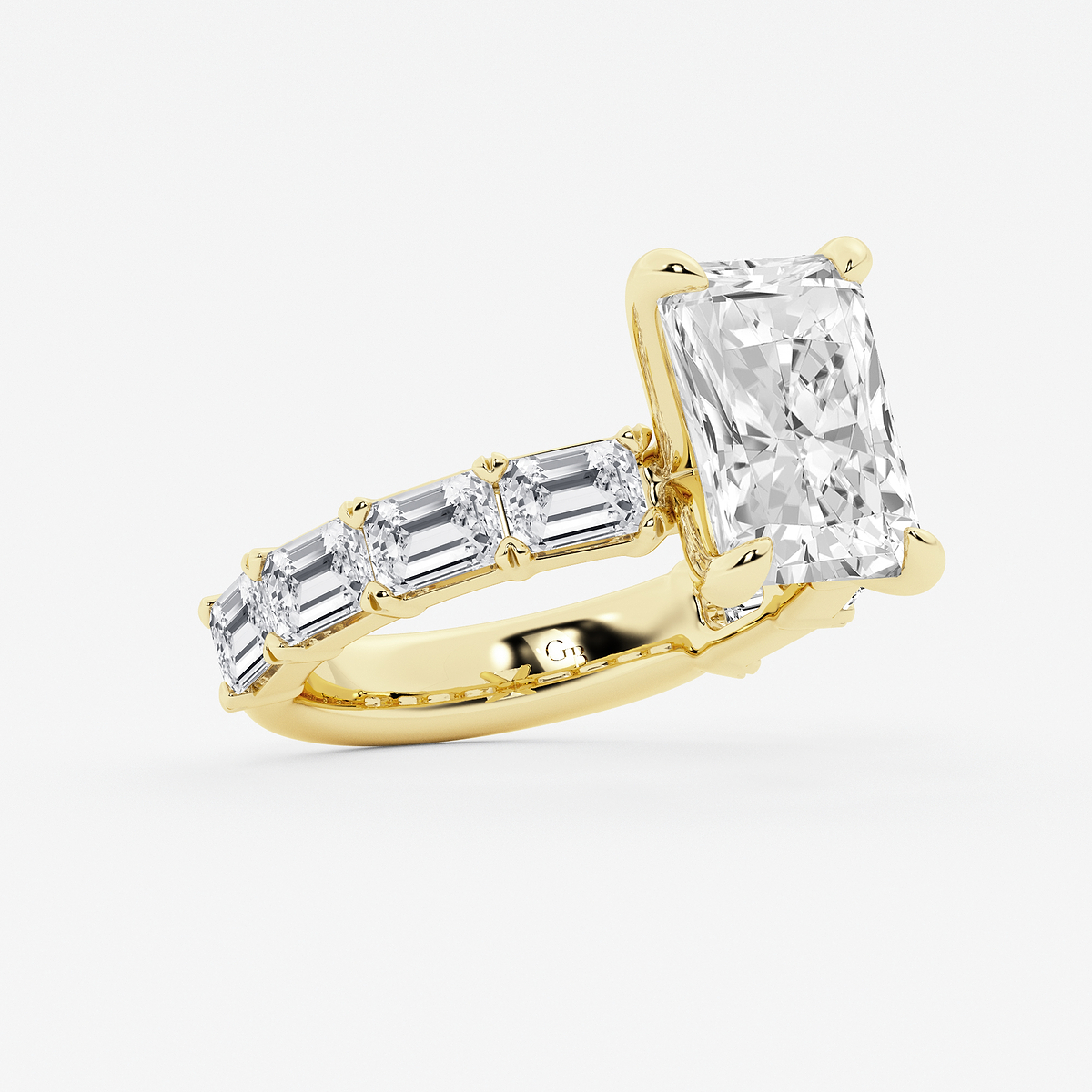 Additional Image 1 for  6 1/2 ctw Radiant Lab Grown Diamond Side Stone Engagement Ring