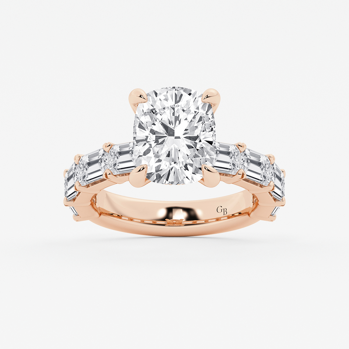 5 5/8 ctw Elongated Cushion Lab Grown Diamond Hidden Halo Engagement Ring