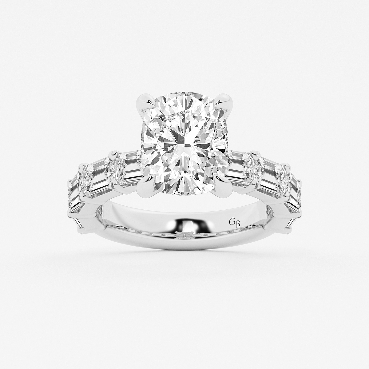 5 5/8 ctw Elongated Cushion Lab Grown Diamond Hidden Halo Engagement Ring