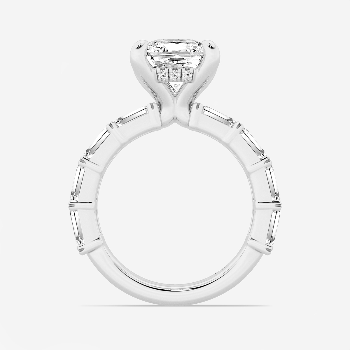 Additional Image 1 for  5 5/8 ctw Elongated Cushion Lab Grown Diamond Hidden Halo Engagement Ring
