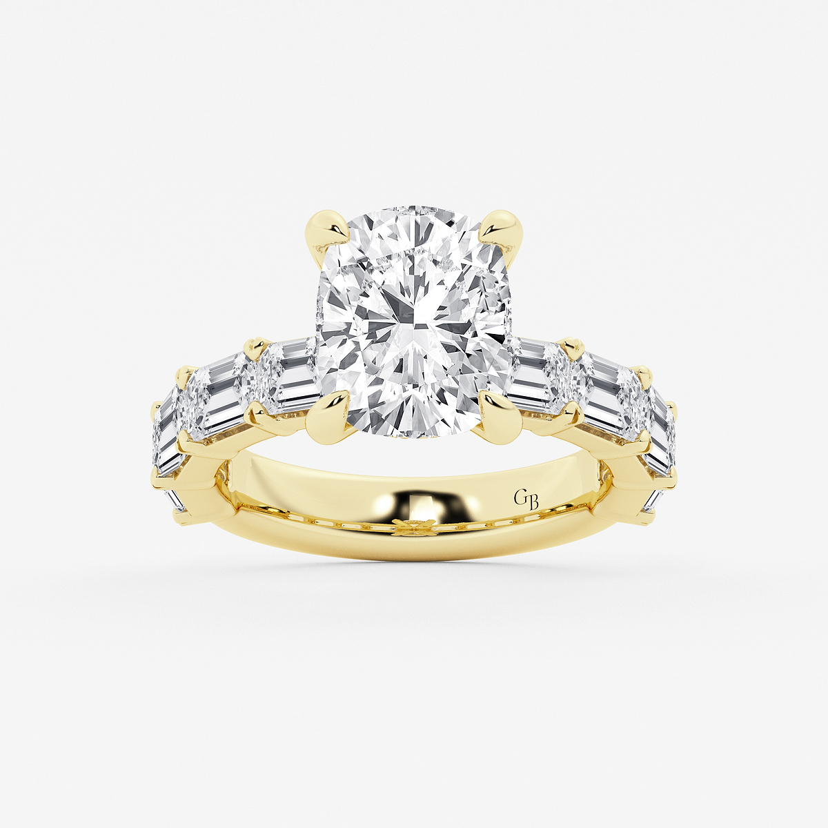 6 5/8 ctw Elongated Cushion Lab Grown Diamond Hidden Halo Engagement Ring