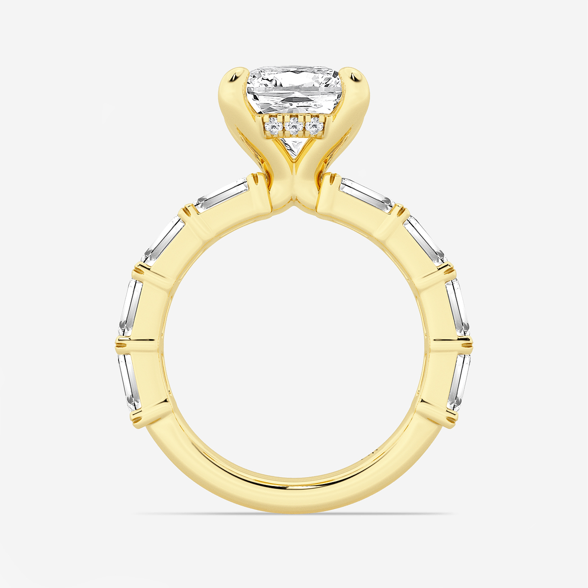 Additional Image 1 for  6 5/8 ctw Elongated Cushion Lab Grown Diamond Hidden Halo Engagement Ring