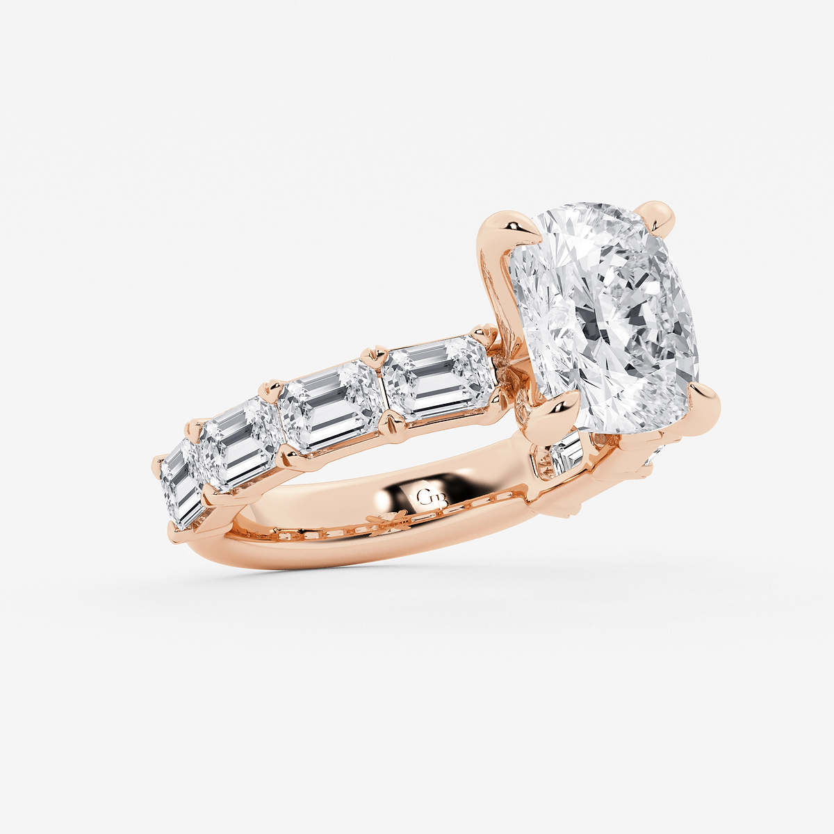 Additional Image 1 for  6 1/2 ctw Elongated Cushion Lab Grown Diamond Side Stone Engagement Ring