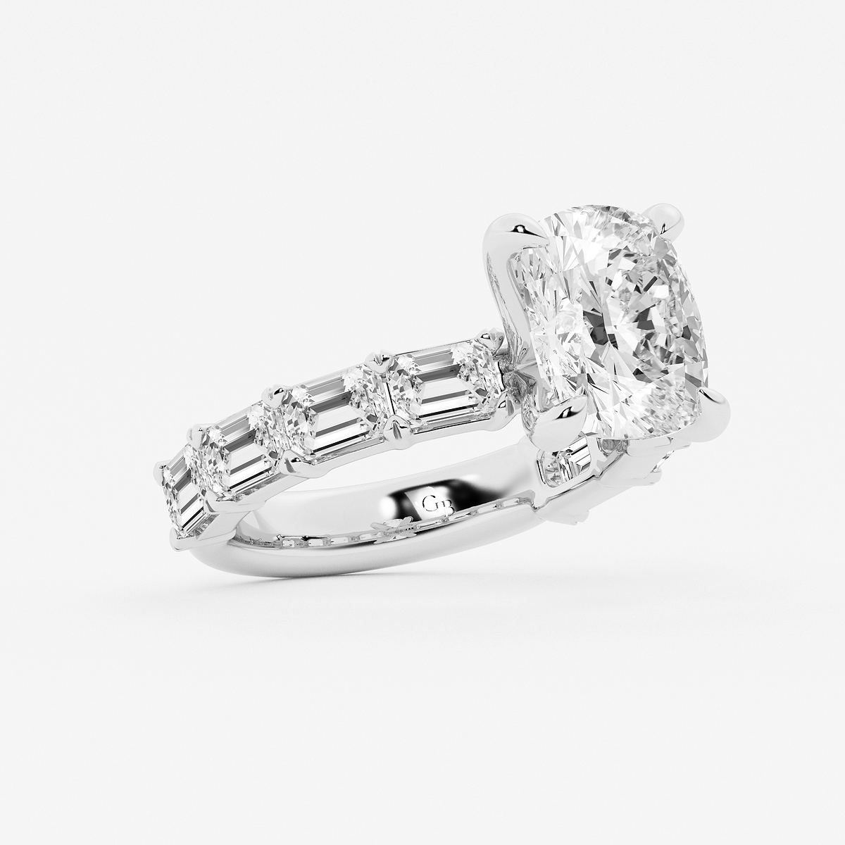 Additional Image 1 for  5 1/2 ctw Elongated Cushion Lab Grown Diamond Side Stone Engagement Ring