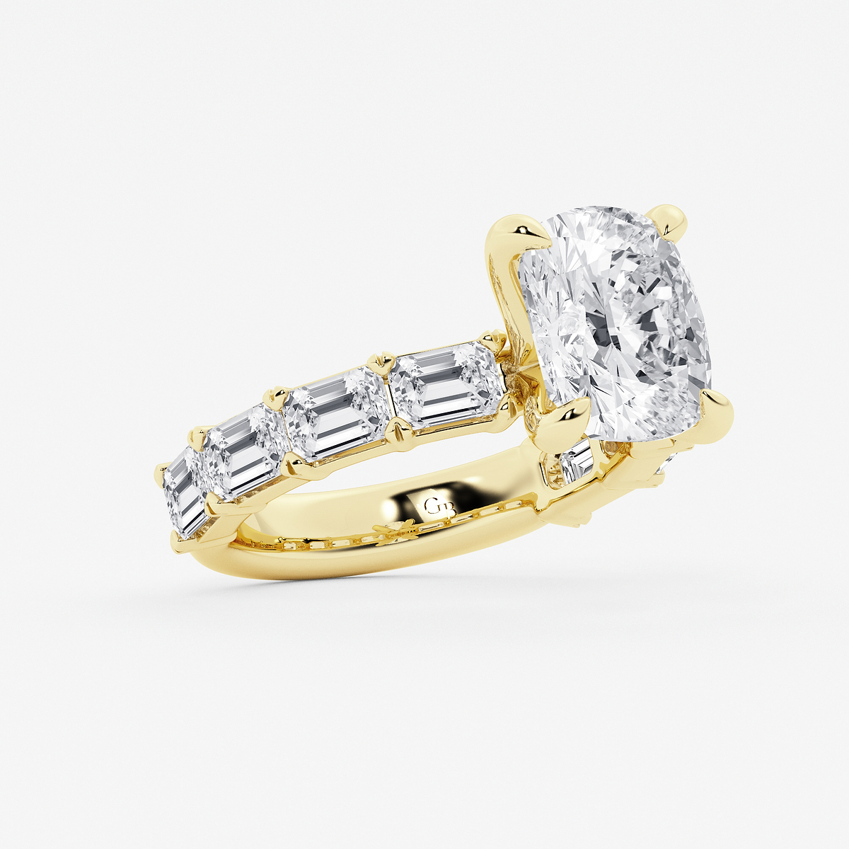 Additional Image 1 for  7 1/2 ctw Elongated Cushion Lab Grown Diamond Side Stone Engagement Ring
