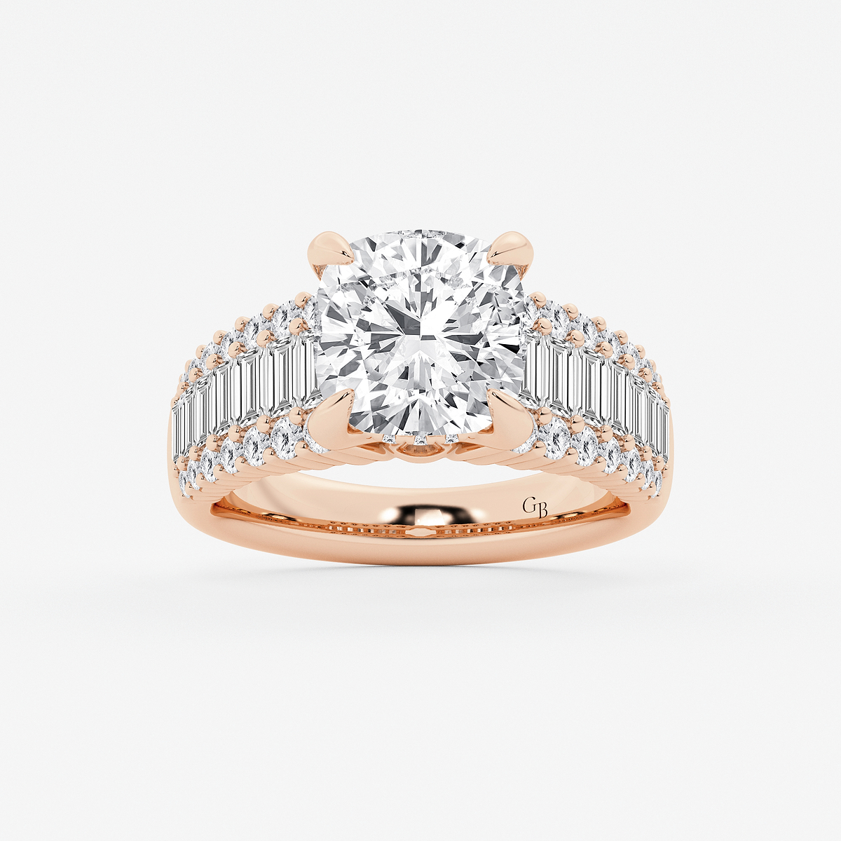 6 1/3 ctw Cushion Lab Grown Diamond  Hidden Halo Engagement Ring