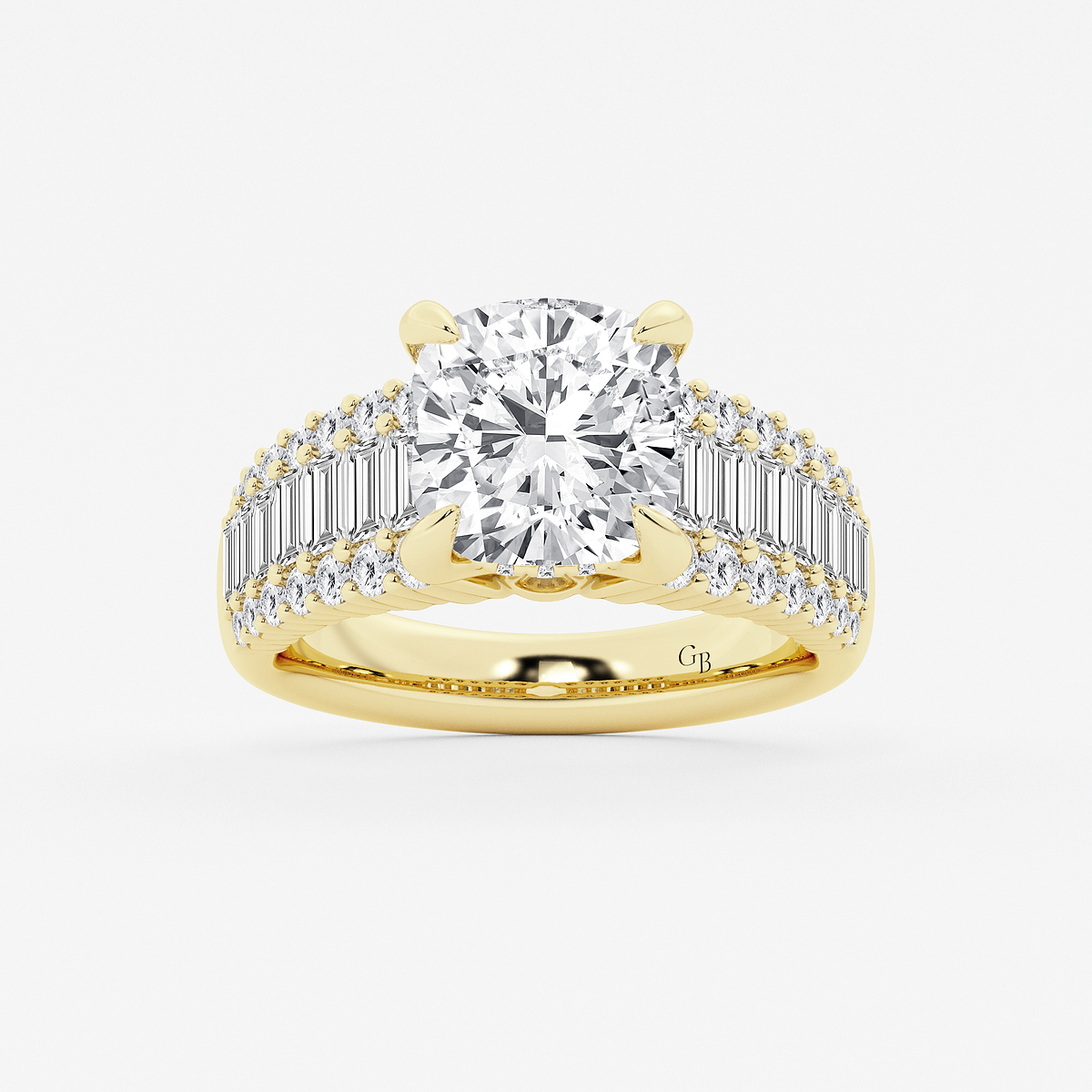 4 1/3 ctw Cushion Lab Grown Diamond  Hidden Halo Engagement Ring