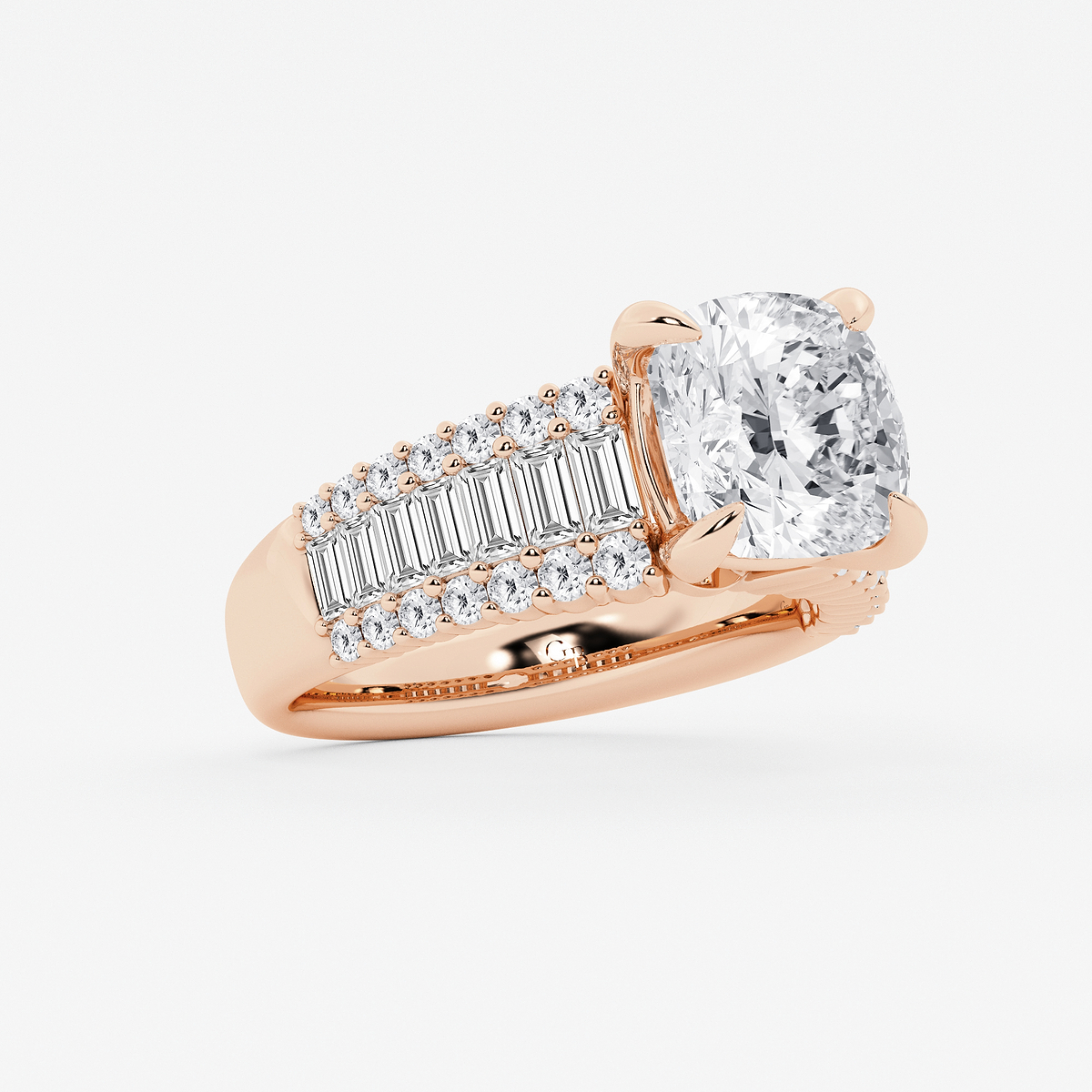 Additional Image 1 for  4 1/4 ctw Cushion Lab Grown Diamond Side Stone Engagement Ring