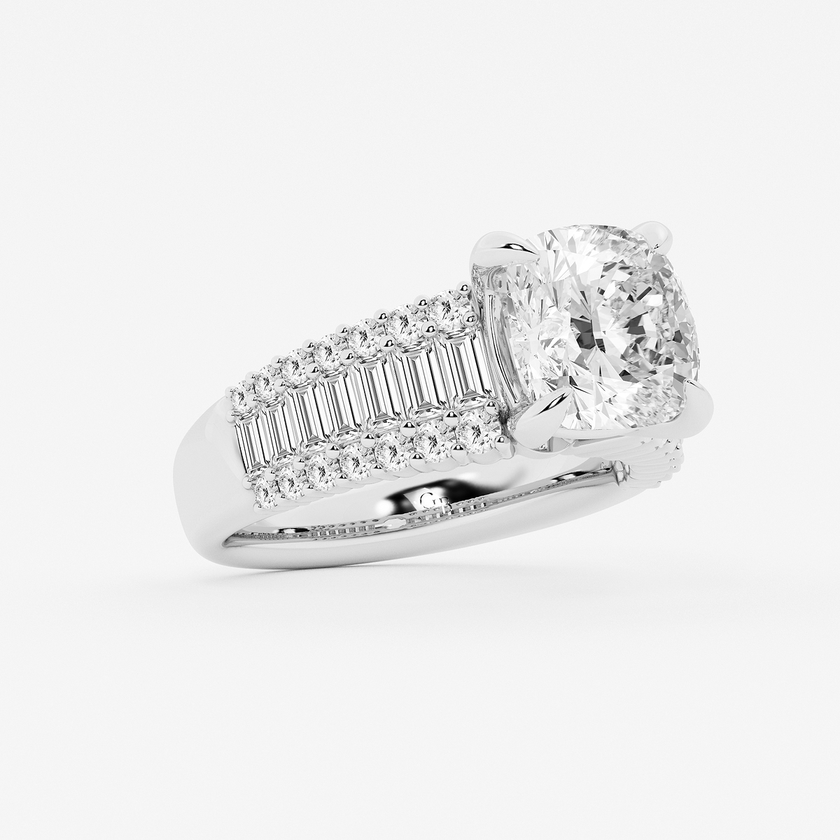 Additional Image 1 for  4 1/4 ctw Cushion Lab Grown Diamond Side Stone Engagement Ring