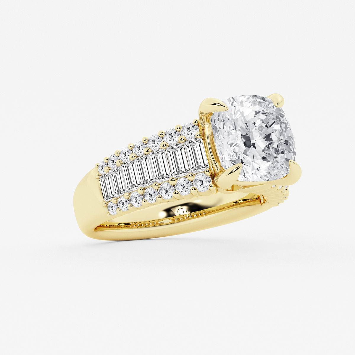 Additional Image 1 for  4 1/4 ctw Cushion Lab Grown Diamond Side Stone Engagement Ring
