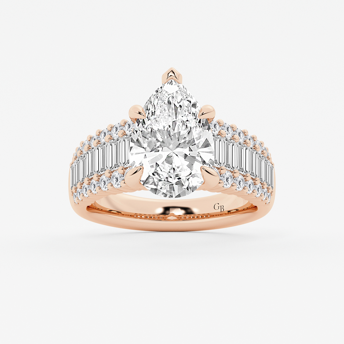 6 1/3 ctw Pear Lab Grown Diamond  Hidden Halo Engagement Ring