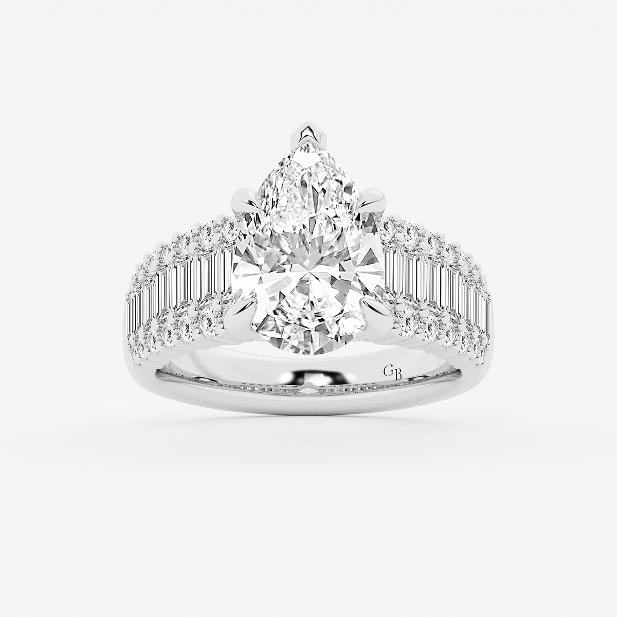 5 1/3 ctw Pear Lab Grown Diamond  Hidden Halo Engagement Ring