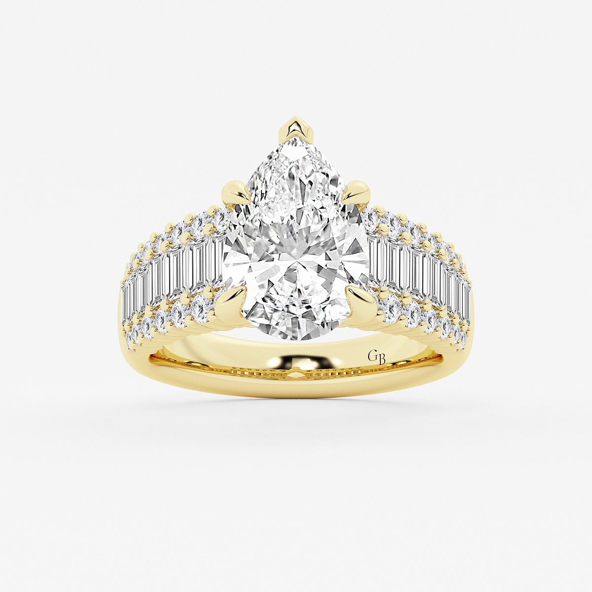 5 1/3 ctw Pear Lab Grown Diamond  Hidden Halo Engagement Ring