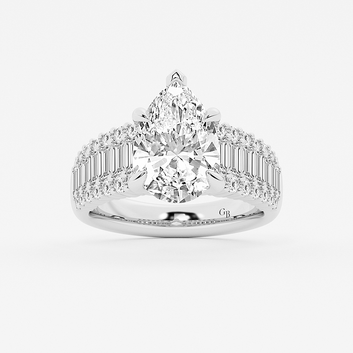 Jenny - 6 1/3 ctw Pear Lab Grown Diamond  Hidden Halo Engagement Ring