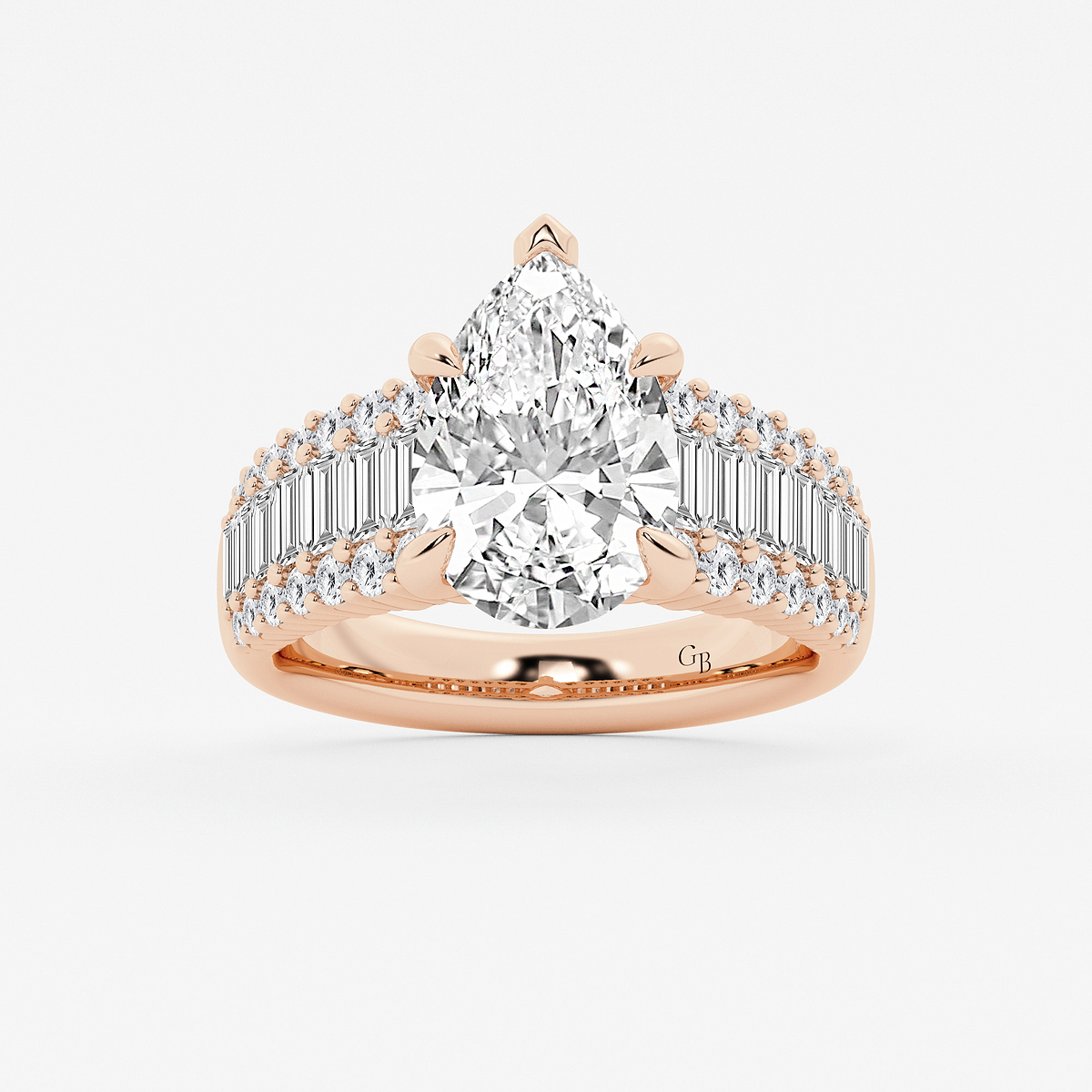 4 1/4 ctw Pear Lab Grown Diamond Side Stone Engagement Ring