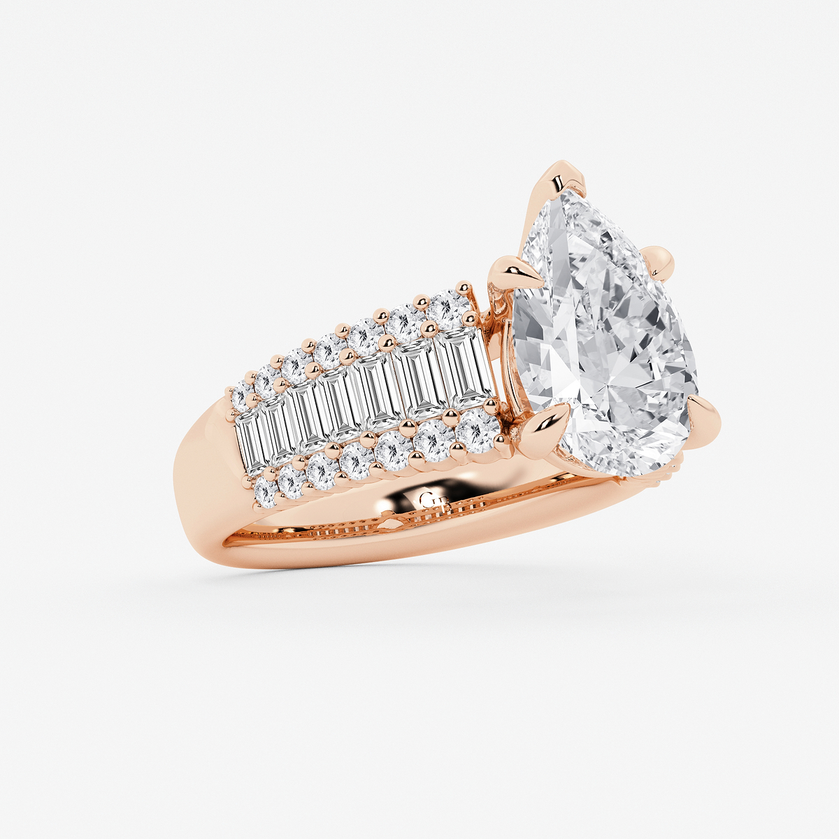 Additional Image 1 for  4 1/4 ctw Pear Lab Grown Diamond Side Stone Engagement Ring
