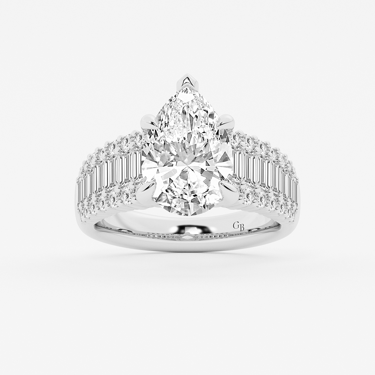 5 1/4 ctw Pear Lab Grown Diamond Side Stone Engagement Ring