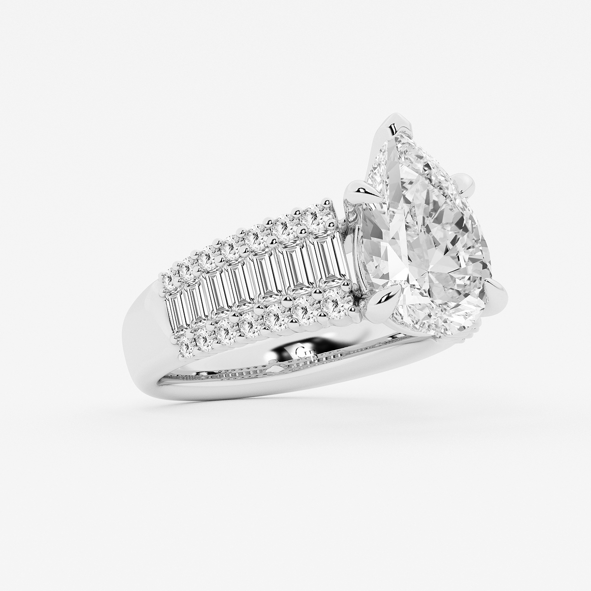 Additional Image 1 for  5 1/4 ctw Pear Lab Grown Diamond Side Stone Engagement Ring