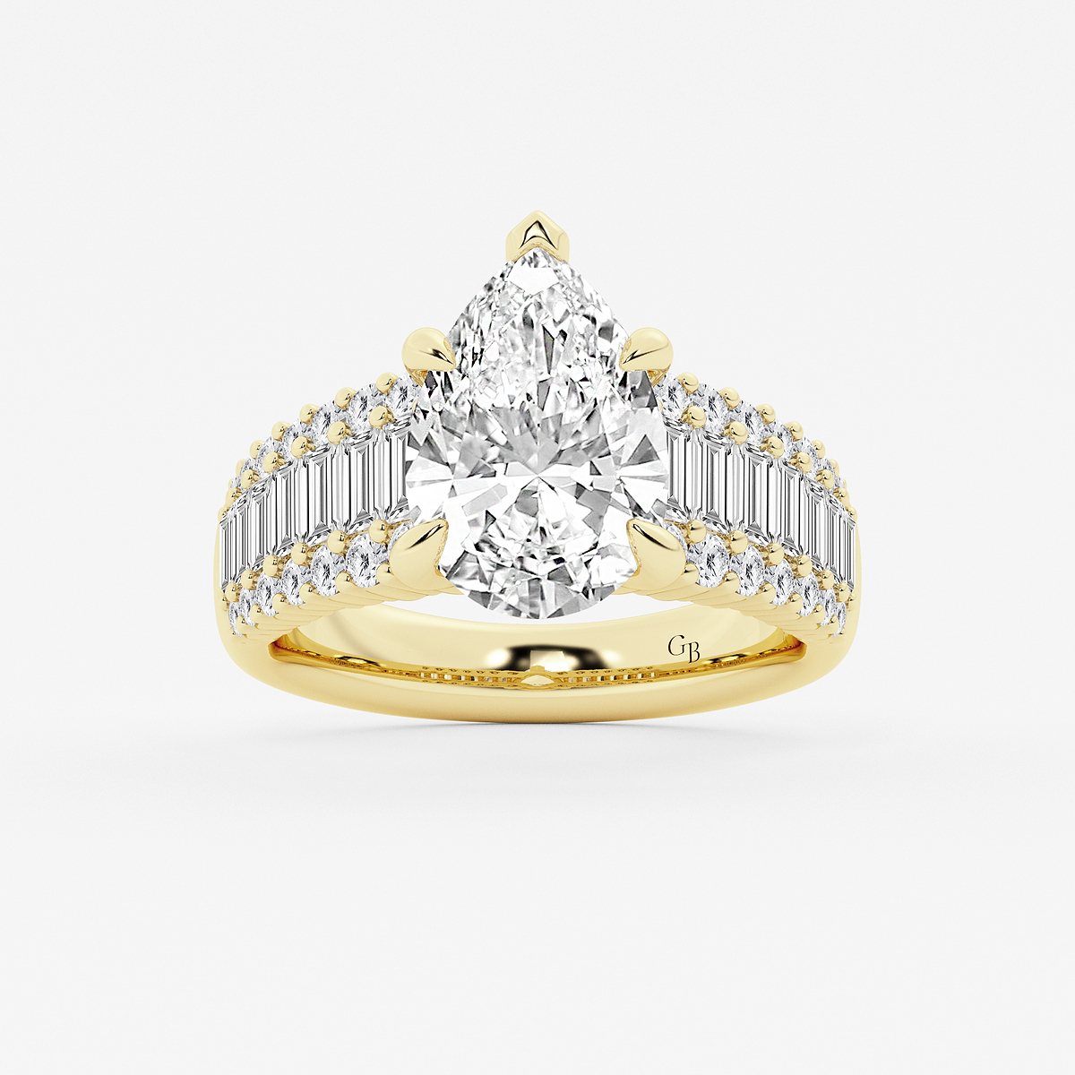 4 1/4 ctw Pear Lab Grown Diamond Side Stone Engagement Ring