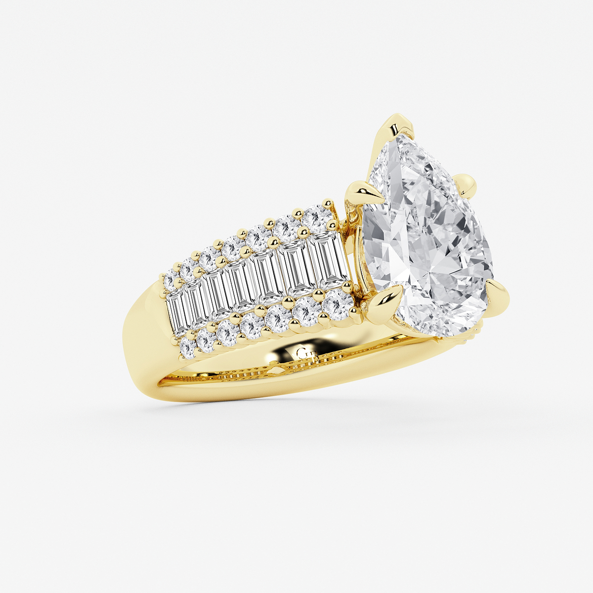 Additional Image 1 for  4 1/4 ctw Pear Lab Grown Diamond Side Stone Engagement Ring