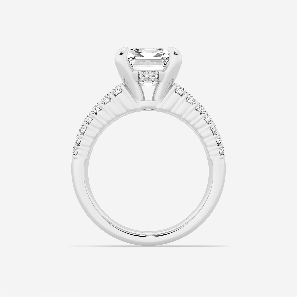 Additional Image 1 for  4 1/3 ctw Emerald Lab Grown Diamond  Hidden Halo Engagement Ring