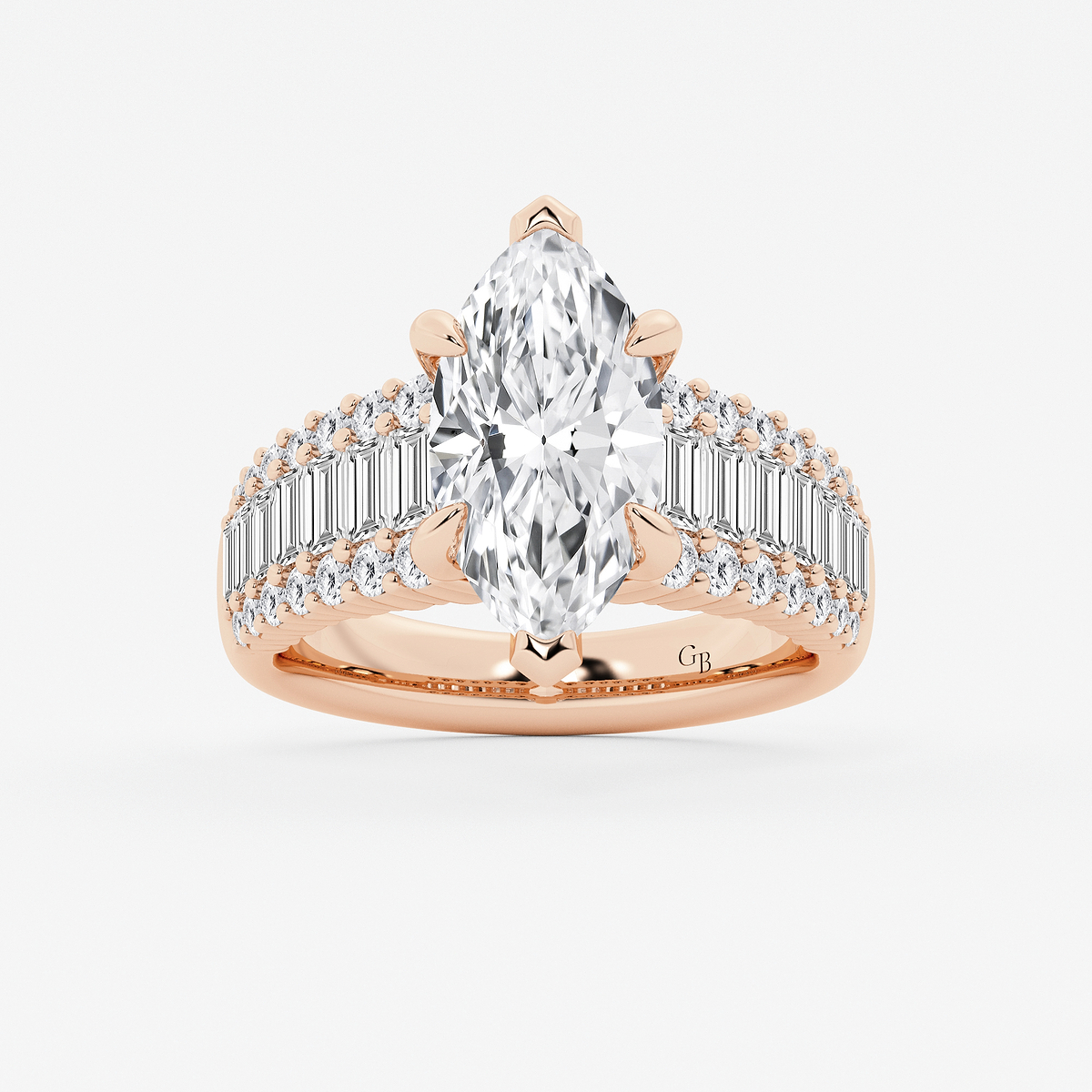 5 1/3 ctw Marquise Lab Grown Diamond  Hidden Halo Engagement Ring